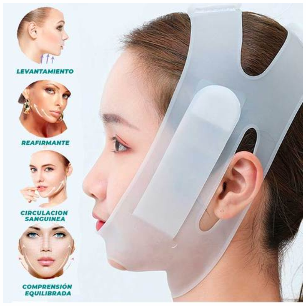 Faja Facial de Silicona Premium con Enganche Ajustable – Redefine tu Rostro sin Cirugías